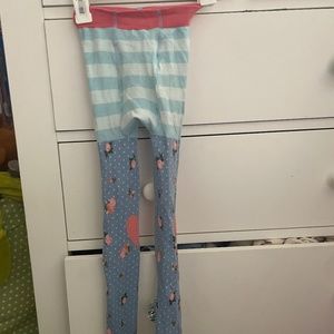 Blue and pink rose striped tights, Matilda, Jane size 8-10
